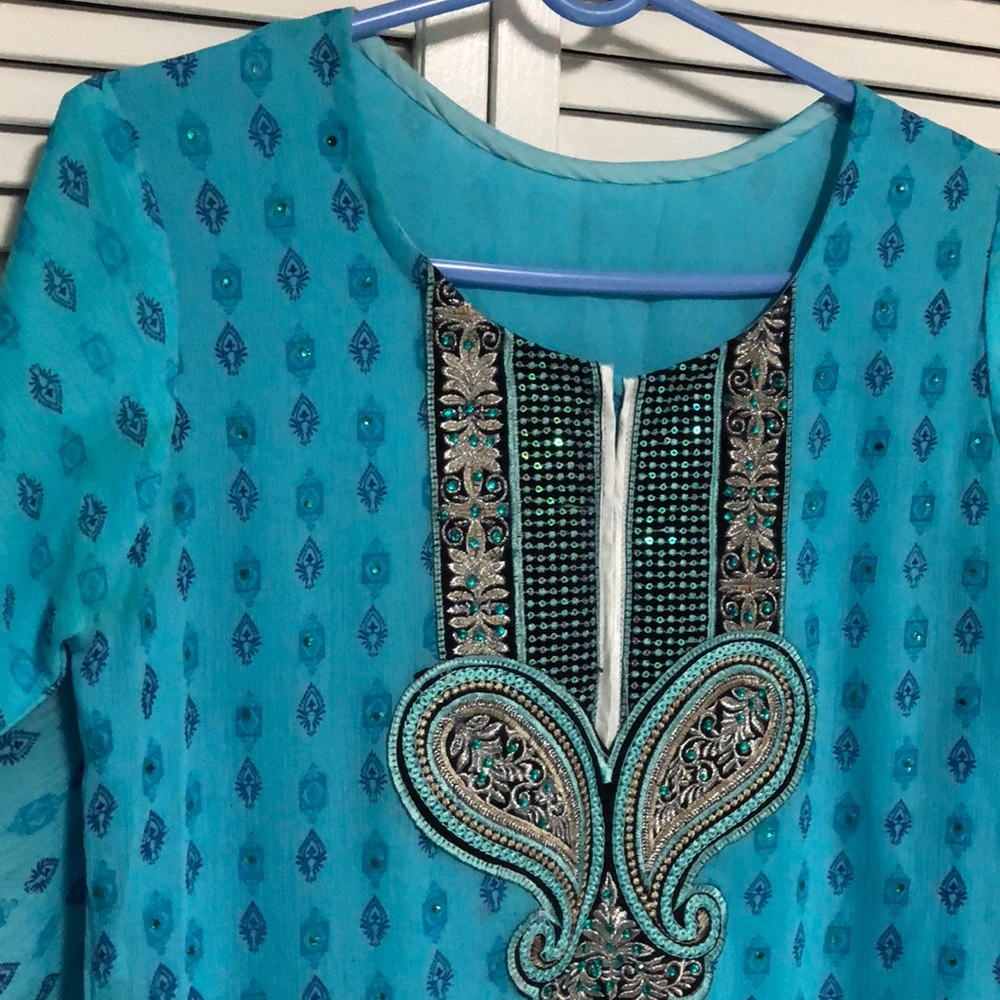 Ocean Blue party dress 👗 chiffon Airline dress